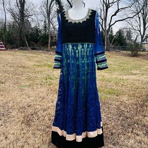 Elegant Blue and Black Women's Dress